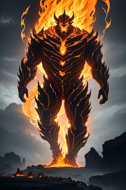 Foto demone del fuoco colossale