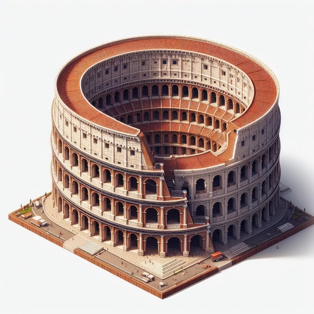 Photo colosseum in 3d isometric