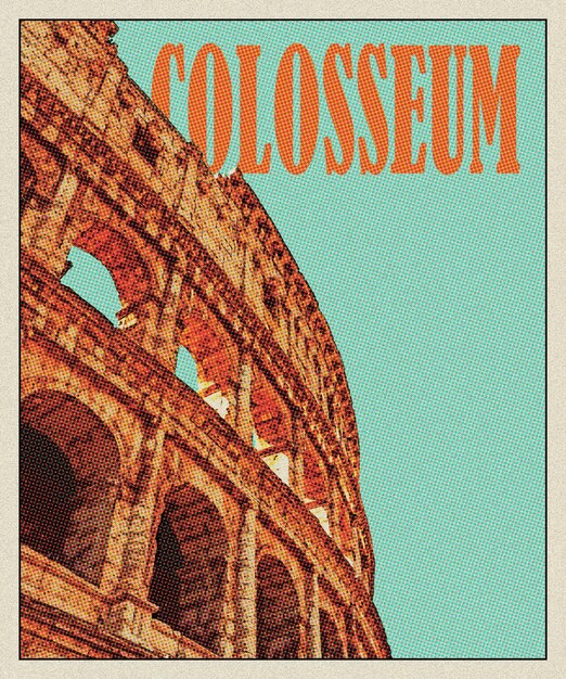 Foto colosseo retro poster di viaggio