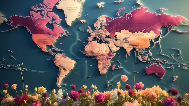 красочная карта мира HD обои фотографическое изображение