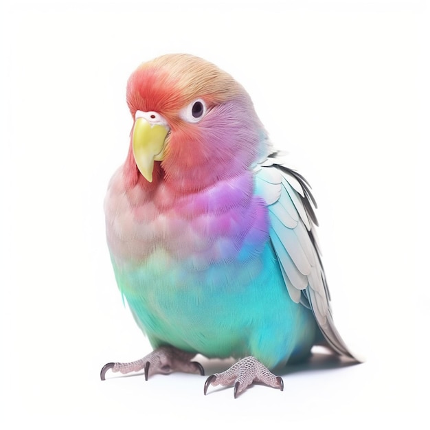 Foto uccello d'amore pieno di colore isolato su sfondo bianco