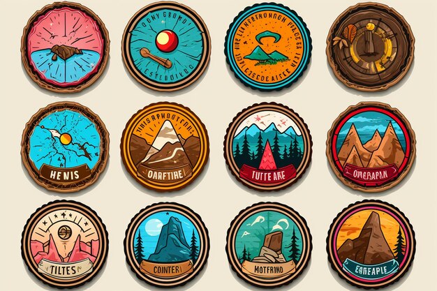 Photo coloured adventure badges