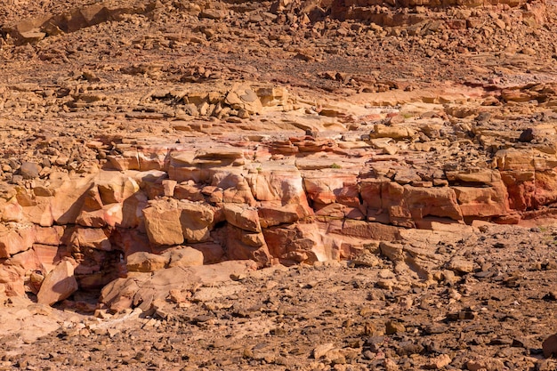 Coloured Canyon is a rock formation on South Sinai (Egypt) peninsula. Desert rocks of multicolored sandstone background.