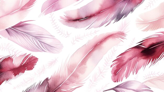 Coloured feathers in pink on the background in the style of subtle shading anime aesthetic wallpaper pigeoncore free brushwork translucent color generat ai