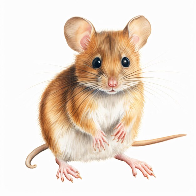 Premium AI Image | Coloured pencil sketch of field mouse animal on paper