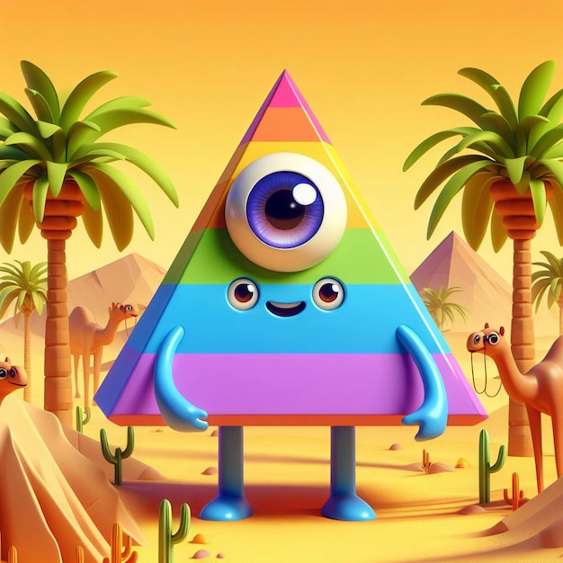 Photo colourful 3d cartoon pyramid