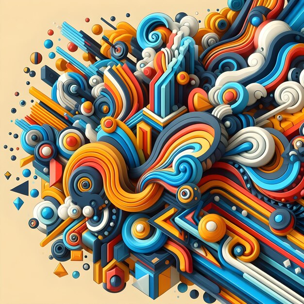 Colourful abstract 3d render background ai image
