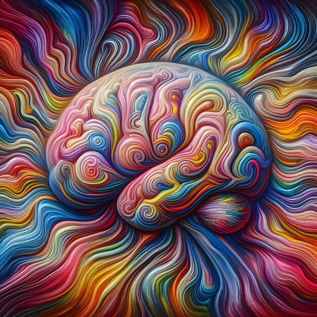 사진 나선형 패턴을 가진 다채로운 추상적인 뇌 배경