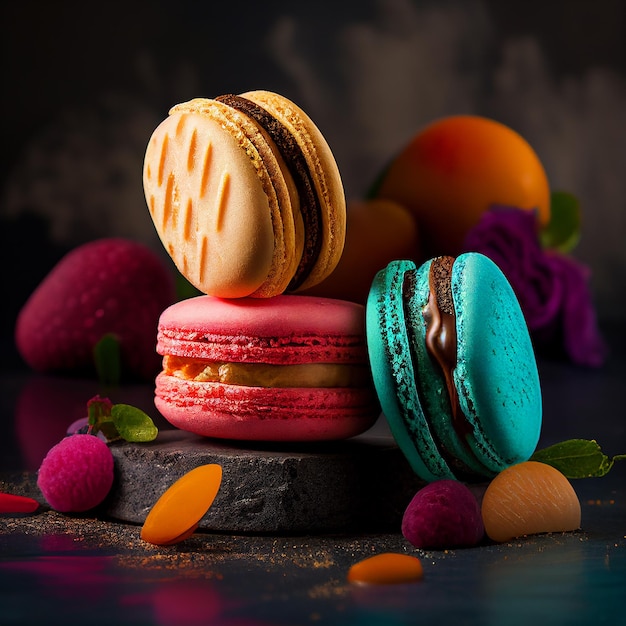 colourful assorted macaron macarroons