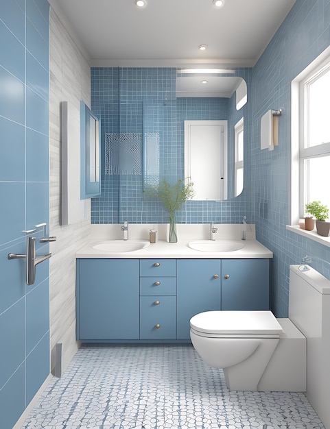 カラフルな浴室のデザイン
