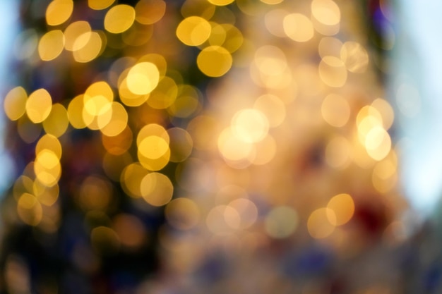 Colourful Beautiful Blurry circle bokeh out of focus background in the Christmas concept and theme