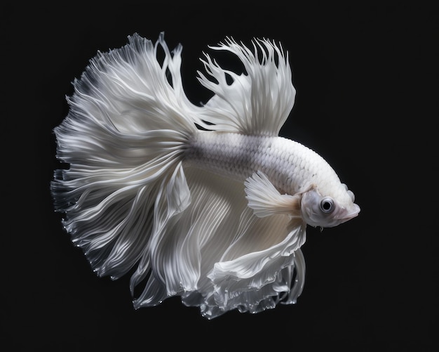 Colourful Betta fishSiamese fighting fish in movement isolated on black background