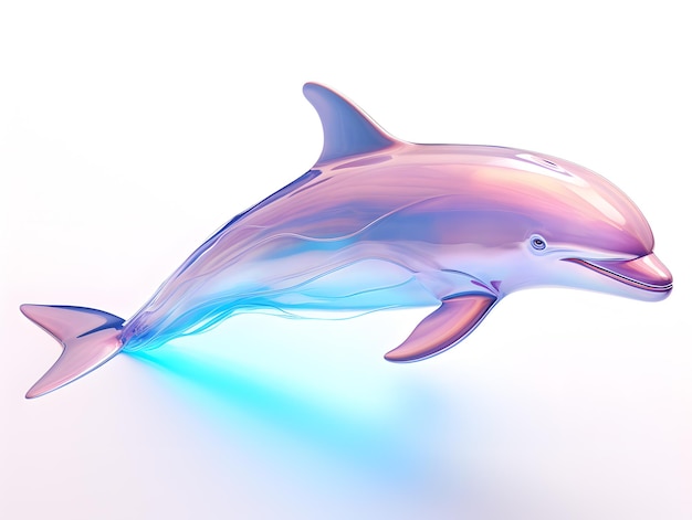 colourful crystal Dolphin on a white background 3d render Blue and pink