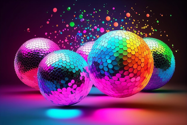 colourful disco balls