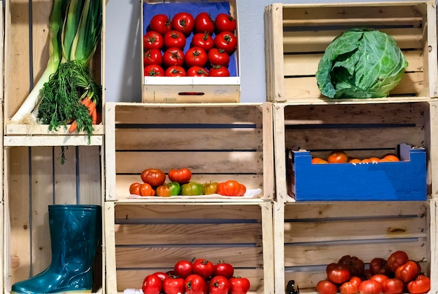 Photo a colourful display of fruit and vegetables