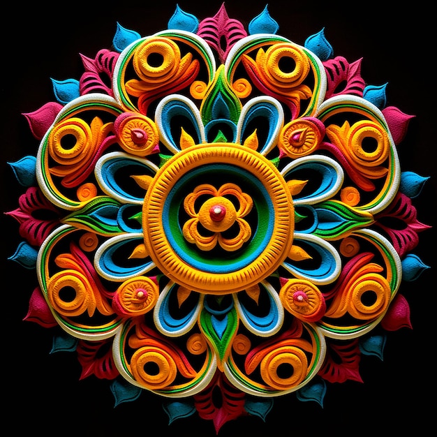 Photo colourful diwali mandala rangoli vector illustration background
