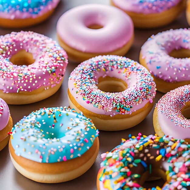 Photo colourful donut