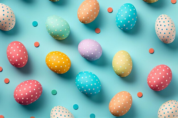 colourful easter egg on blue background