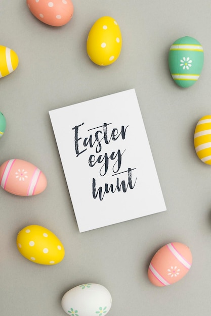 Colourful easter eggs with a handwritten easter message