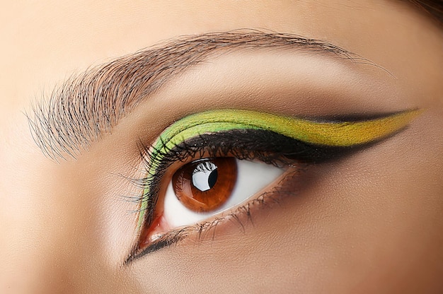 Colourful eye makeup closeup