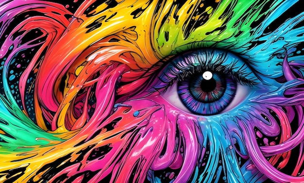Colourful Eye smears splash art motion effect background Can be use as web banner wallpaper