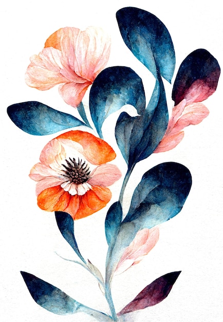 Colourful floral pattern background in watercolours