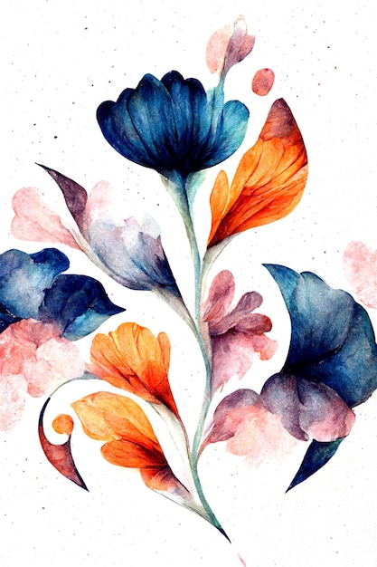 Colourful floral pattern background in watercolours