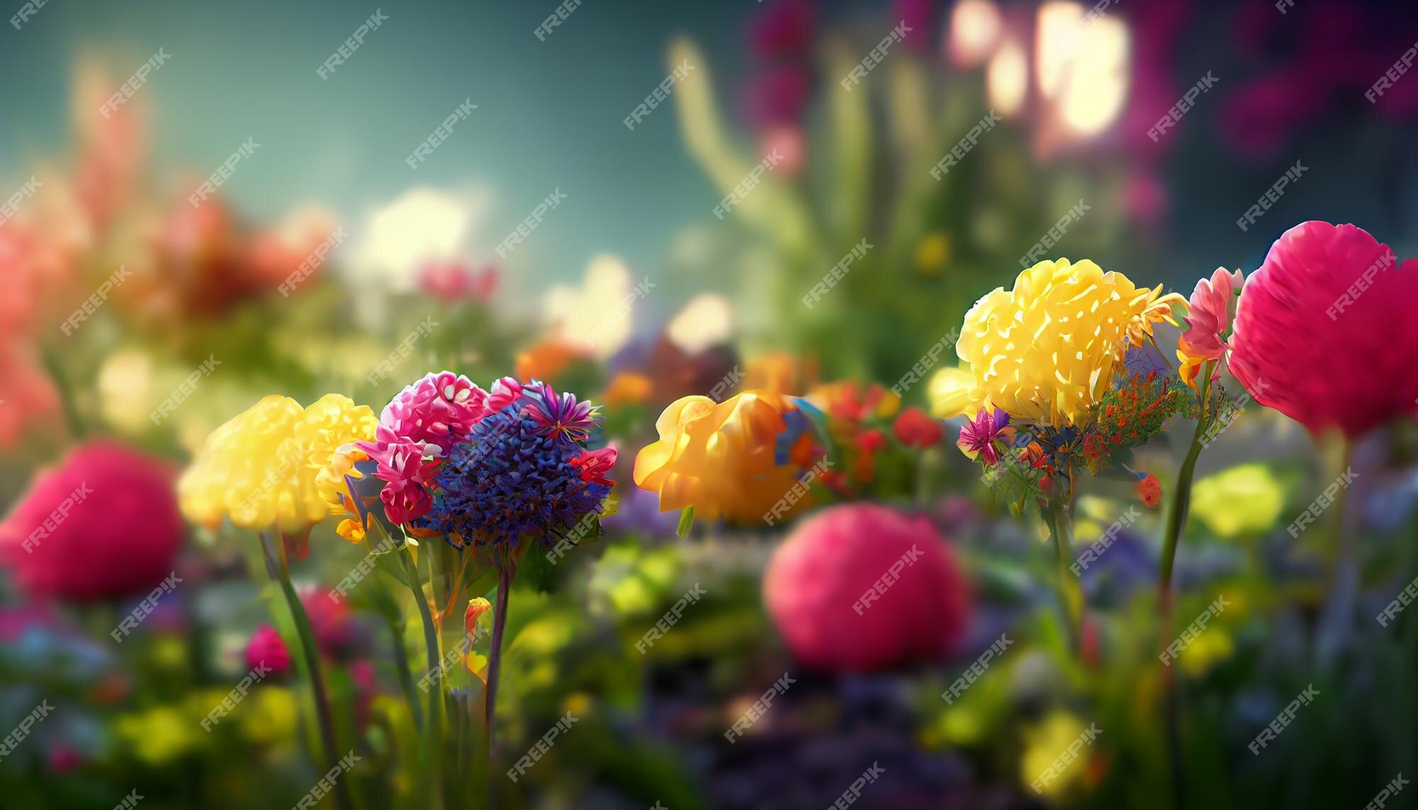 Premium Photo | Colourful flowers background. various types of colorful flowers  background. a flower garden.