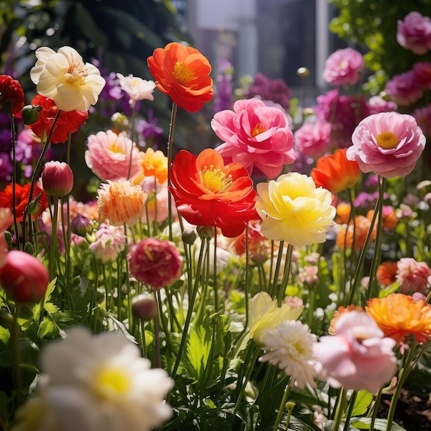 Colourful flowers HD 8K wallpaper Stock Photographic Image