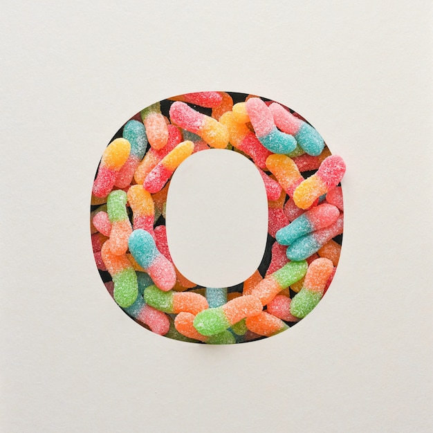 Colourful Font design, Abstract alphabet font with jelly, realistic typography - O