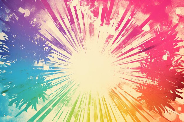 Colourful grunge retro burst summer and carnival background