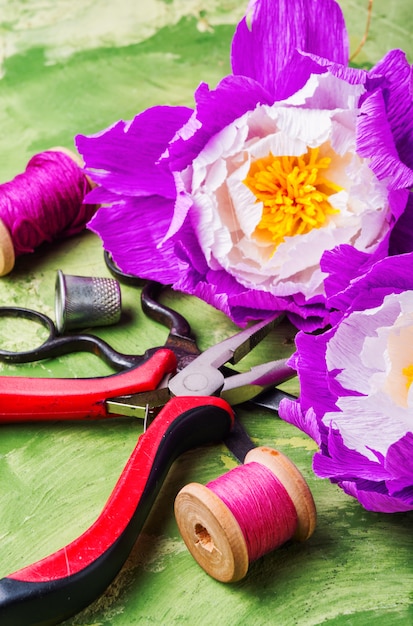 Colourful handmade paper flowers