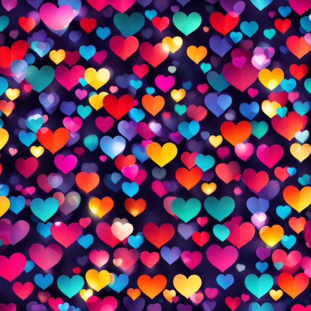 Colourful Heart shape lights Bokeh background