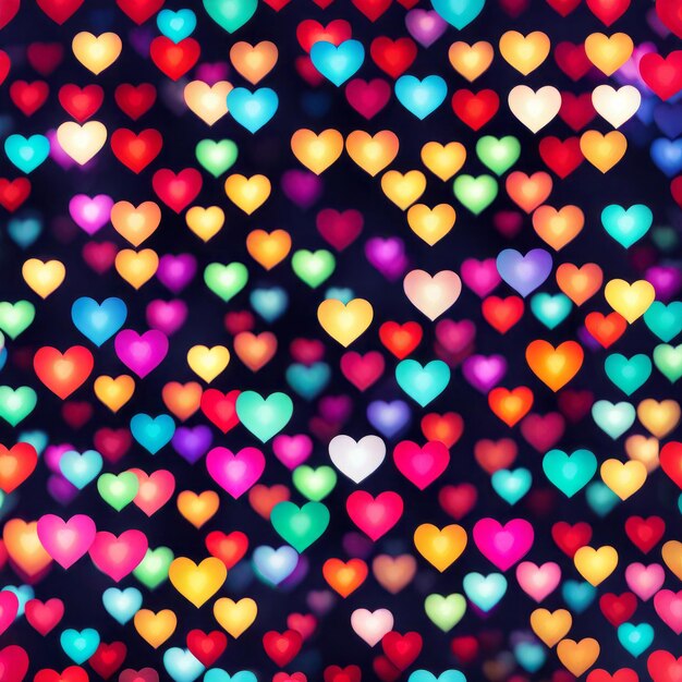 Colourful Heart shape lights Bokeh background