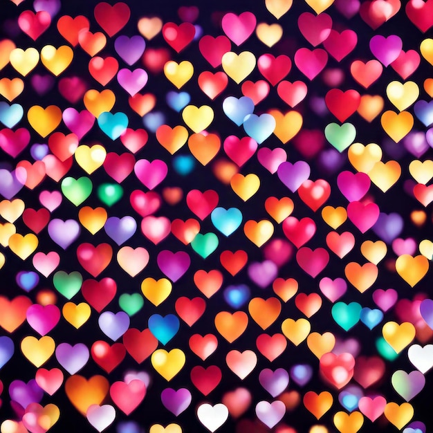 Colourful Heart shape lights Bokeh background