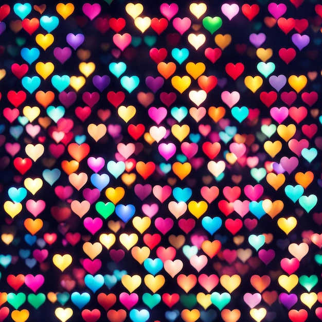 Colourful Heart shape lights Bokeh background