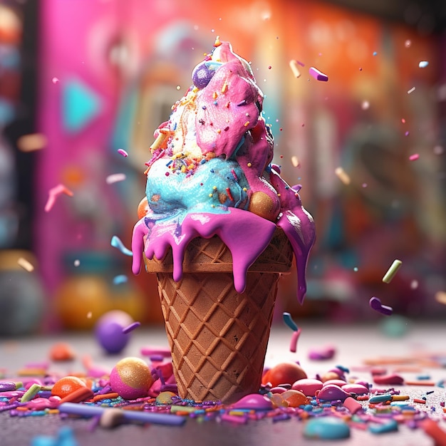 красочное мороженое
