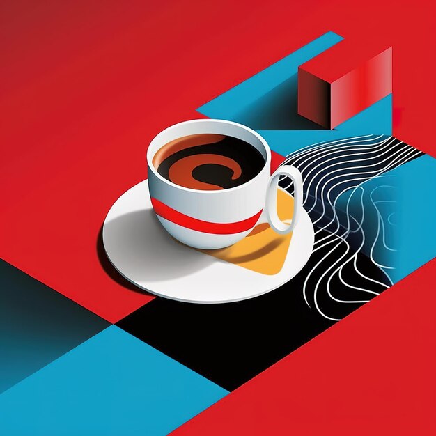 A colourful illustration of the italian landscape with coffee cup