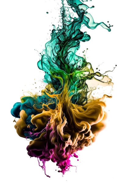 Colourful ink in water abstract background Generative ai