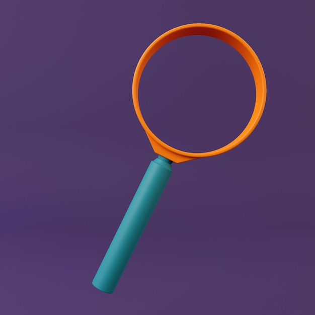 Colourful Magnifying Glass 3D render Minimalistic illustration modern design isolated object