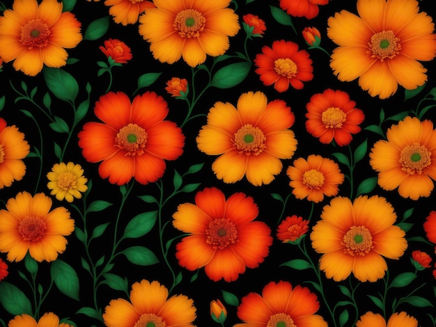 colourful Marigold floral pattern