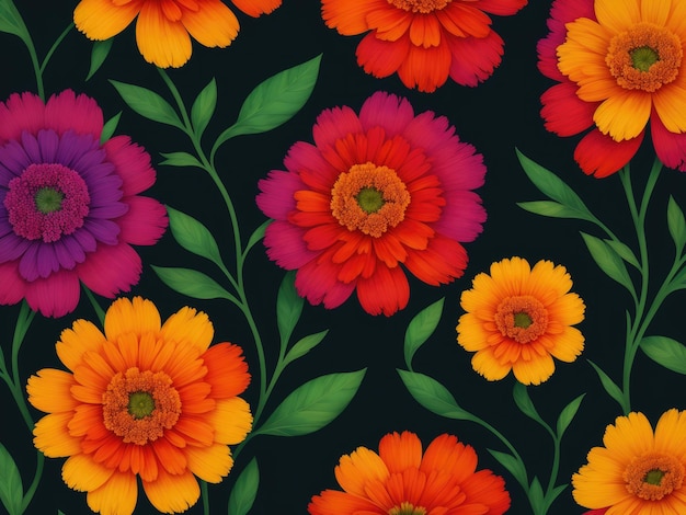 Colourful marigold floral pattern