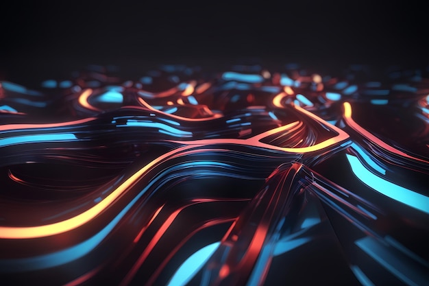 Colourful neon wave background ai generated