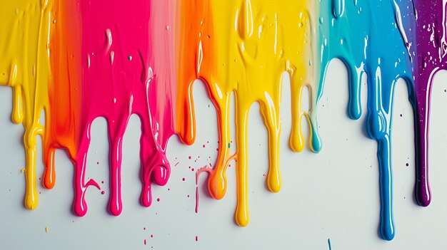 Photo colourful paint pouring poster