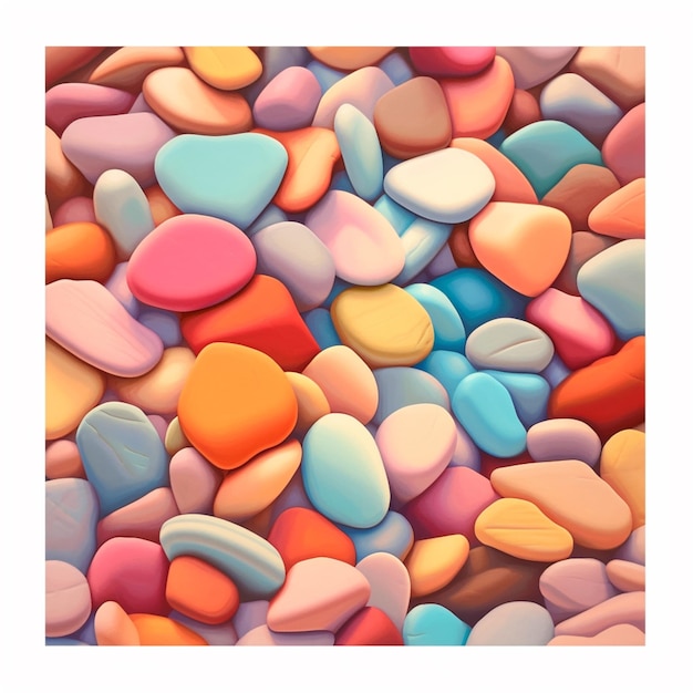 Colourful pastel pebbles put another beach illustration picture AI generated art