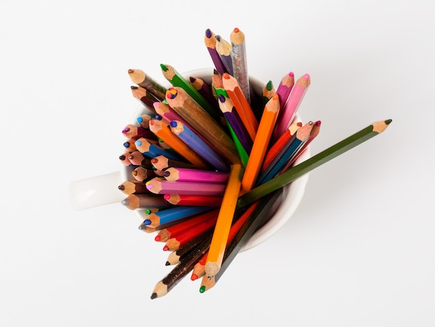 Colourful pencils in the cup