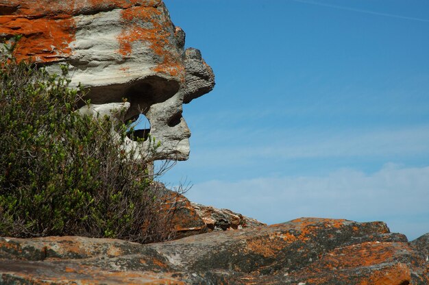 Colourful rocky outcrop with the shape of a skull