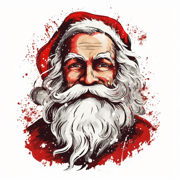 Colourful santa claus icon illustration with beard