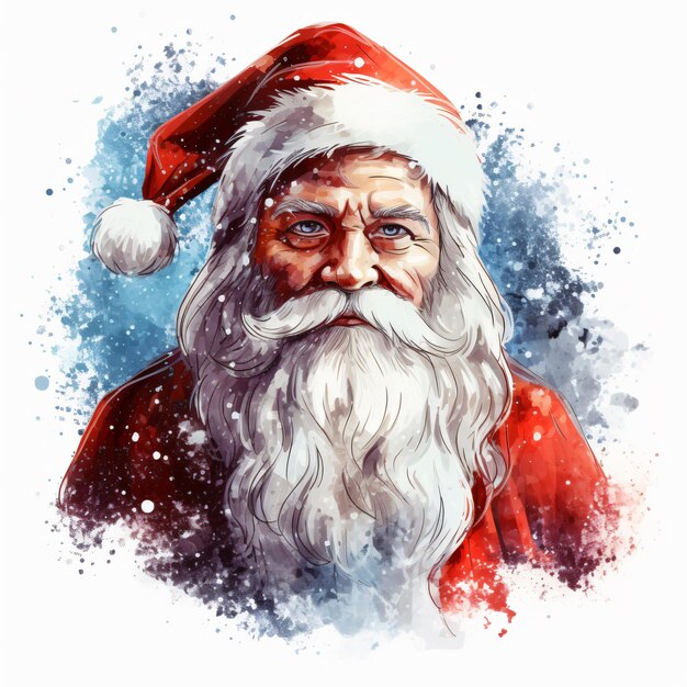 Colourful santa claus icon illustration with beard