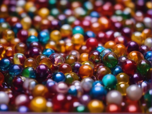 Colourful shiny and reflective marbles